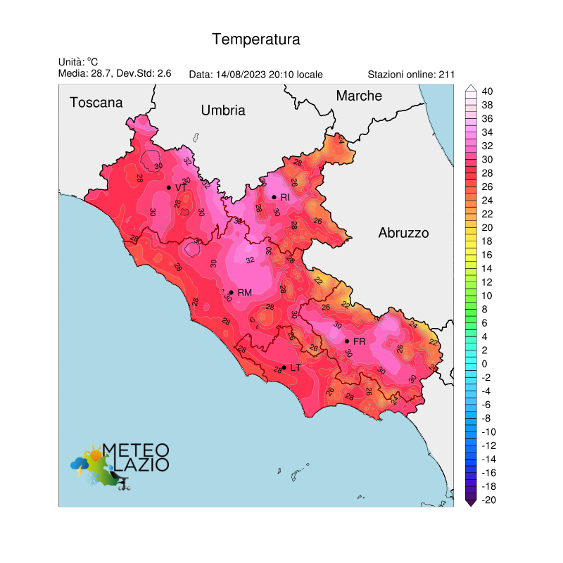 Condizioni meteo Lazio